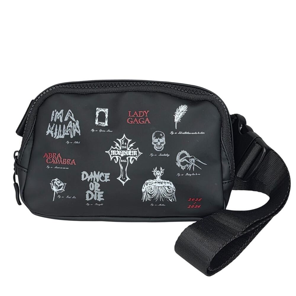 LADY GAGA MAYHEM BALL VIP MERCH FANNY PACK BAG – BLACK – ADJUSTABLE STRAP